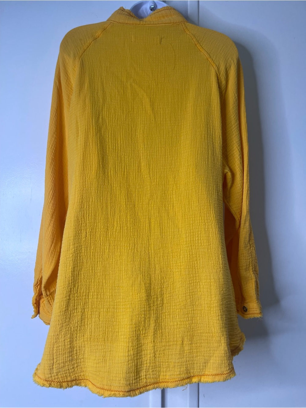We The Free People Summer Daydream Button Down Shirt Size Medium Yellow Papaya - Picture 7 of 16